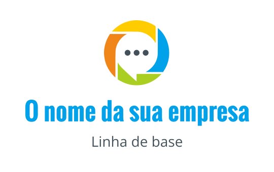 Design de logo circular colorido com balões de fala sobrepostos e tipografia moderna