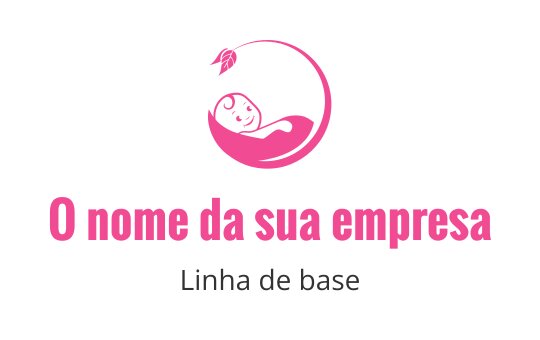 Logo design divertido em rosa com um bebê em forma de crescente
