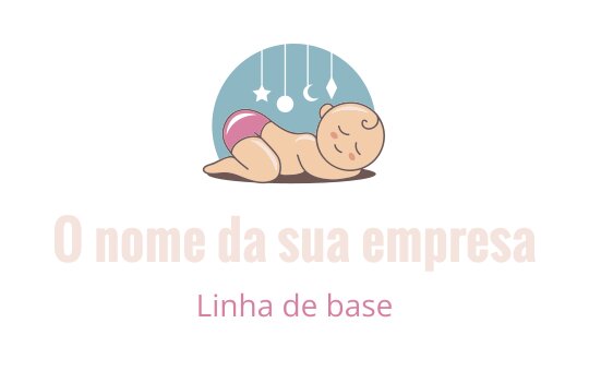 Logo de bebê suave com elementos de um bebê dormindo e lua crescente