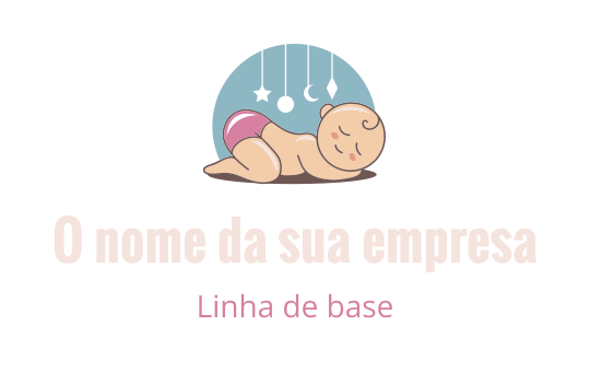 Logo de bebê suave com elementos de um bebê dormindo e lua crescente