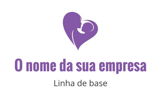 Logo em forma de coração com mãe e filho em roxo