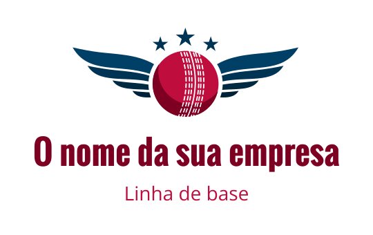 Logo de bola de críquete ousada com asas e estrelas acima