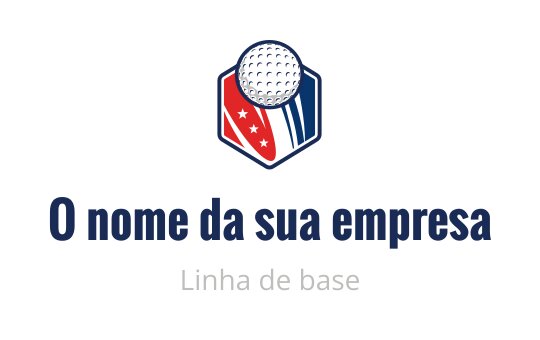 Design de logo hexagonal com uma bola de golfe e detalhes vermelhos