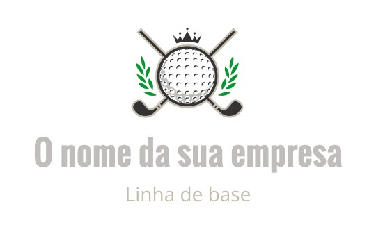 Design de logo elegante de golfe com uma bola e tacos cruzados
