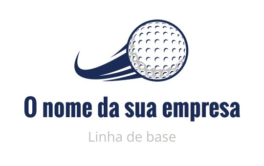 Logo de bola de golfe dinâmica com linhas de movimento em azul e branco