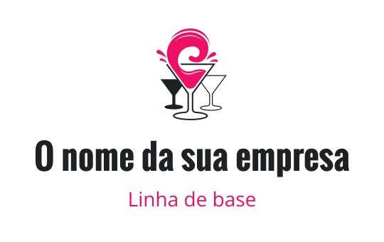 Logo divertido com uma onda rosa acima de dois copos de coquetel