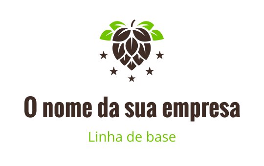 Design de logo moderno com um cone de lúpulo, folhas verdes e estrelas