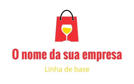 Design de logo ousado com um ícone de bolsa vermelha e taça de vinho