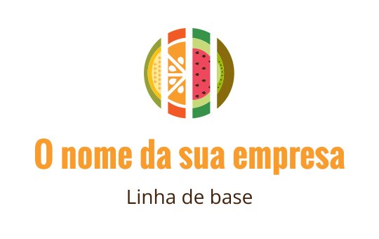Design de logo colorido com frutas fatiadas em arranjo circular