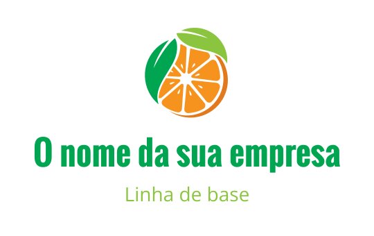 Logo design vibrante em laranja e verde com uma laranja fatiada e folhas