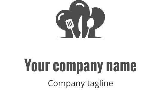 Logo de chapéu de chef com utensílios em estilo minimalista