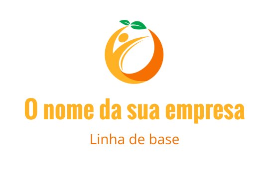 Logo moderno laranja com figura estilizada e folhas verdes