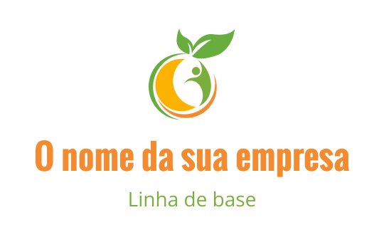 Design de logo moderno com forma circular, folhas verdes e detalhes laranja