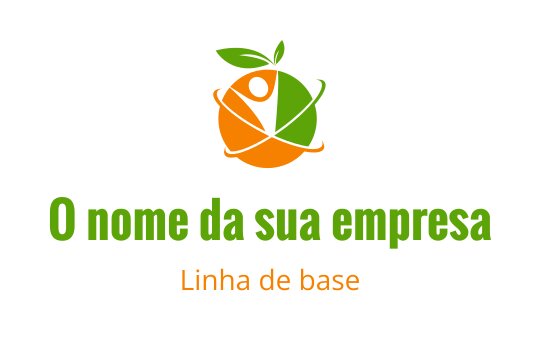 Design de logo vibrante com uma figura abstrata verde e laranja com folhas