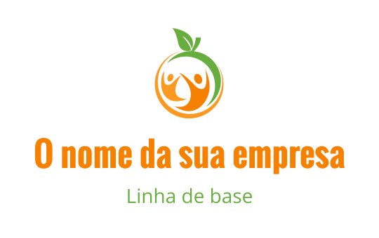 Logo design laranja divertido com duas figuras e uma folha