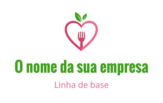 Logo em forma de coração com um garfo e folhas verdes
