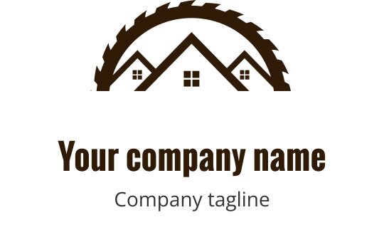 Design de logo moderno com casas estilizadas e elemento de lâmina circular