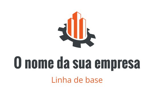 Design de logo moderno com arranha-céus laranja dentro de uma forma de engrenagem