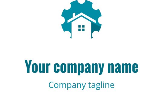 Design de logo moderno com uma casa dentro de uma forma de engrenagem