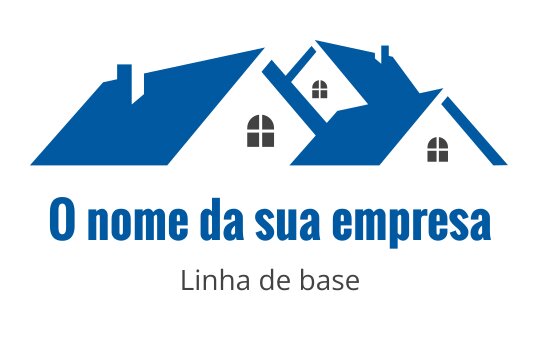 Logo de casa moderna azul com múltiplos telhados e janelas