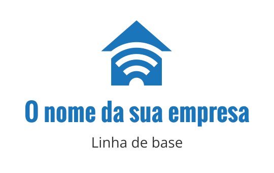Design de logo moderno em azul com uma casa e ondas de sinal sem fio