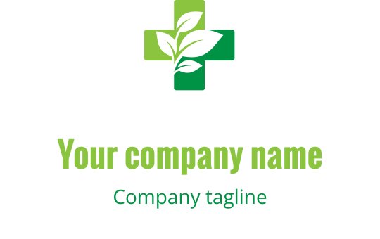 Design de logo moderno em verde com símbolo de folha e cruz