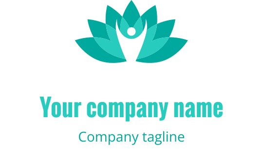 Design de logo de flor de lótus teal elegante com pétalas arredondadas
