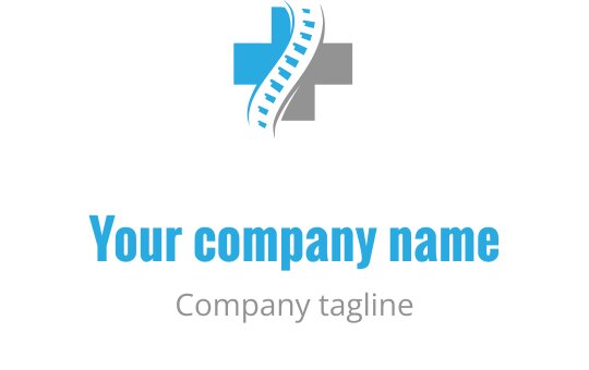 Design de logo moderno em azul e cinza com elementos de onda dinâmicos
