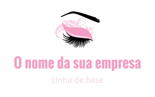 Design de logo elegante com uma folha rosa e redemoinhos decorativos