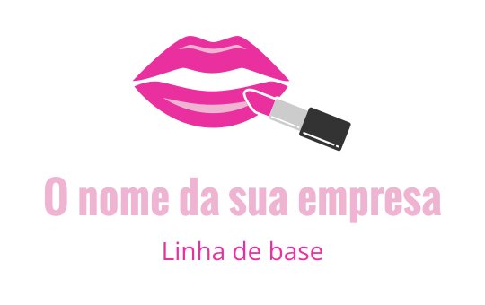 Logo de lábios rosa ousados com um tubo de batom aplicando cor
