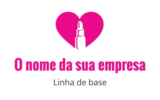Logo design de coração rosa bold com silhueta de batom