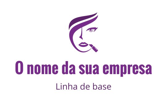 Design de logo elegante em roxo com o rosto estilizado de uma mulher e cabelo fluido