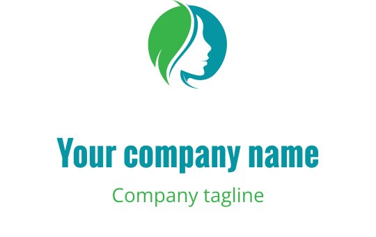 Design de logo moderno com silhueta de perfil e elementos verdes e azuis