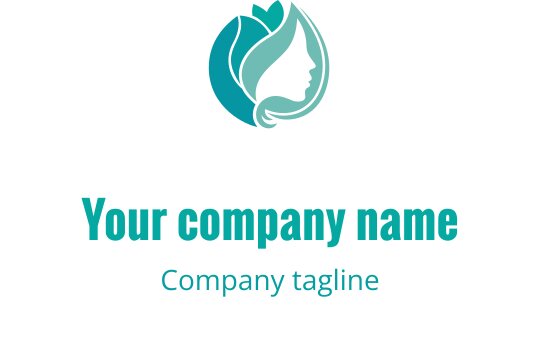 Design de logo elegante com silhueta de perfil, cabelo fluido e folhas