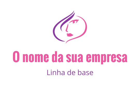 Design de logo elegante com o rosto estilizado de uma mulher em rosa e roxo