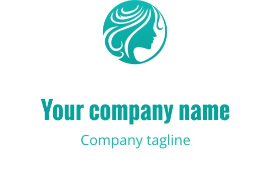 Design de logo elegante com a silhueta de uma mulher e cabelo esvoaçante