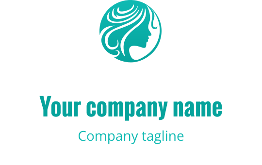 Design de logo elegante com a silhueta de uma mulher e cabelo esvoaçante