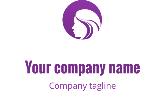 Design de logo elegante em roxo com silhueta estilizada de uma mulher