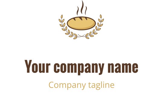 Logo em coral quente e marrom com um pão estilizado