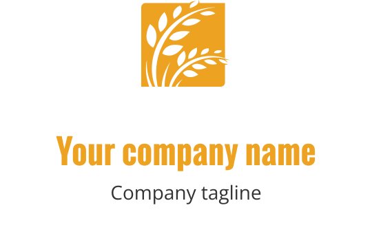Design de logo elegante com uma folha estilizada em laranja e preto