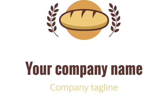 Logo em tons de coral e marrom com um pão estilizado