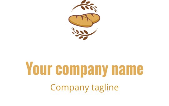 Design de logo elegante com um pão estilizado em marrom e dourado