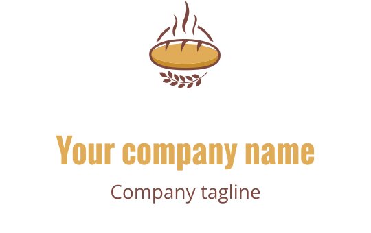 Design de logo elegante com um pão estilizado em marrom e dourado