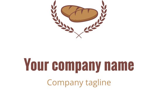 Design de logo elegante com um pão estilizado em marrom e dourado