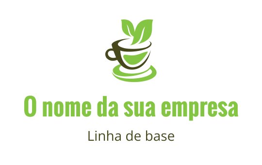 Logo de xícara de café verde moderna com folhas saindo do topo