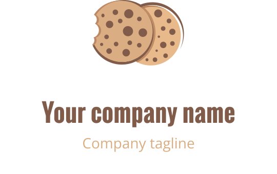 Logo de biscoito divertido com dois biscoitos de chocolate