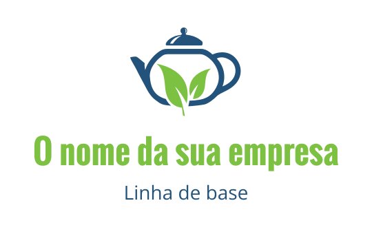 Logo de design moderno de bule com folhas verdes saindo do bico