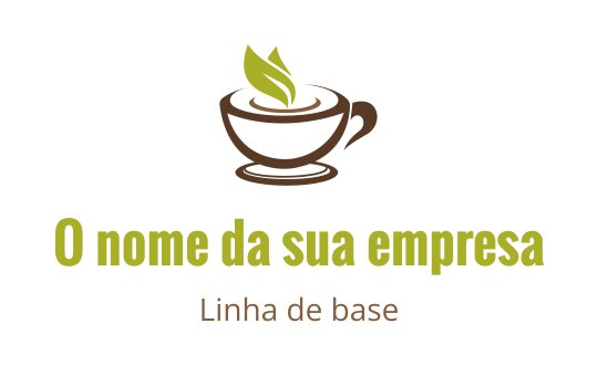 Logo de xícara de café moderna com folhas verdes saindo do topo