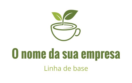 Design de logo moderno de xícara verde com folhas saindo do topo