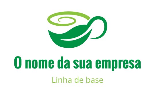 Design de logo moderno em verde com elementos de xícara e folha em espiral